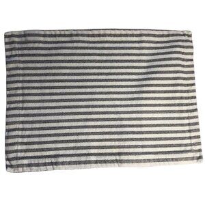 West Elm Set Three Cotton Place Mats, White with Gray Stripe.  100% Cotton India